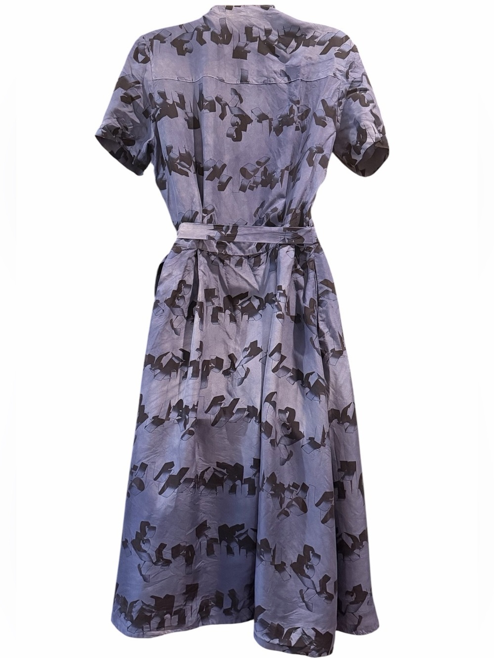 & Other Stories Blue Abstract Silk Wrap Midi Dress Size 6 - Picture 2 of 6